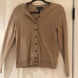 Karen Scott Beige Jersey Cardigan, Petite Medium